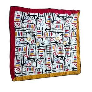 Vintage Albert Nippon Geometric Modern Print Silk Scarf